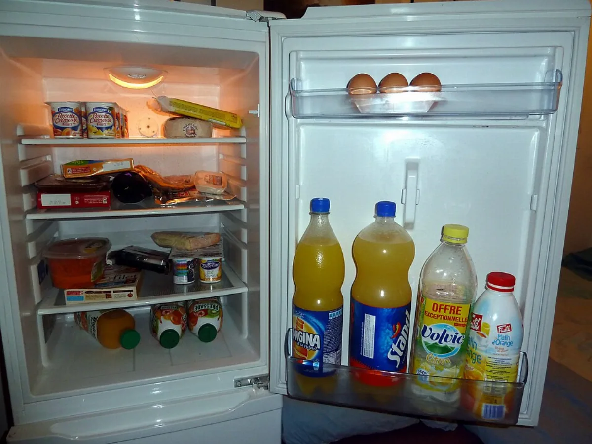 Alimentos ordenados dentro de una heladera doméstica.